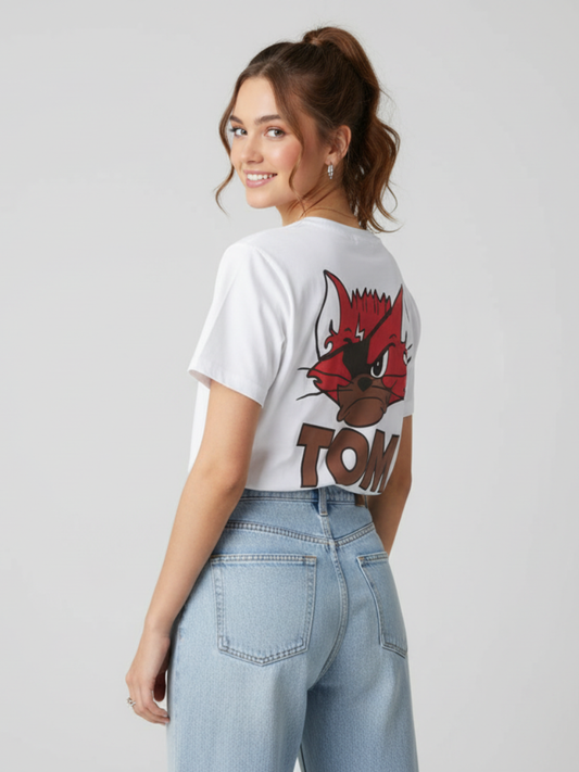 Premium Cotton White “Tom & Jerry” Graphic T-Shirt (Unisex)