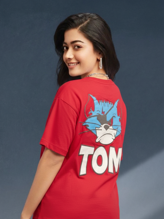 Premium Cotton Red “Tom & Jerry” Graphic T-Shirt (Unisex)