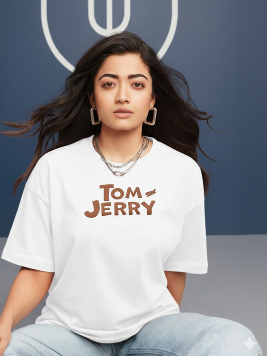 Premium Cotton White “Tom & Jerry” Graphic T-Shirt (Unisex)